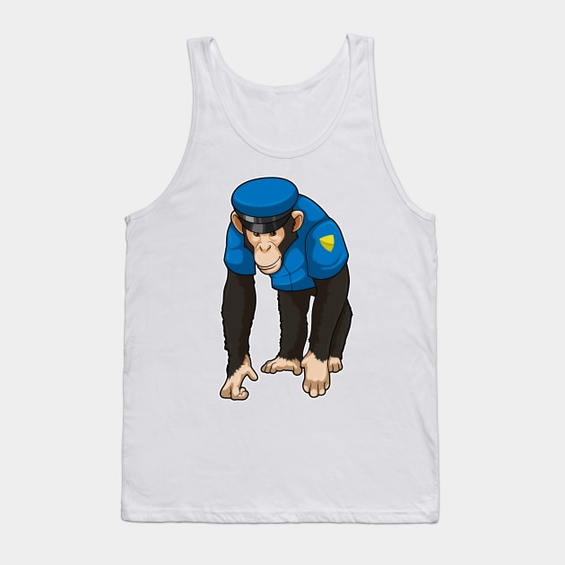 Monkey as Police officer with Uniform Tank Top by Markus Schnabel